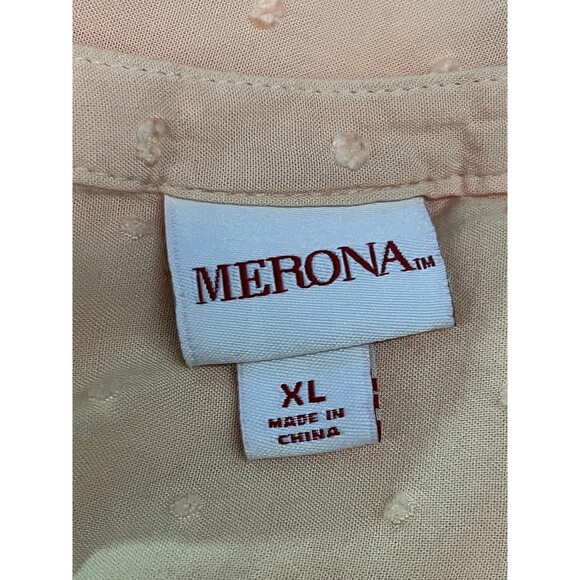 Merona Shirt Womens XL Yellow Sleeveless Swiss Dot Peplum Babydoll Split Neck - Picture 6 of 7